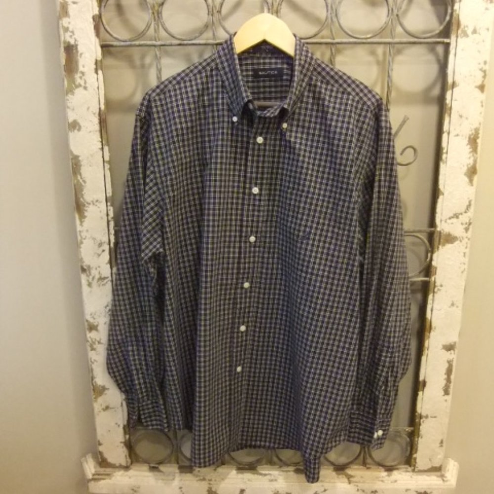 NAUTICA MENS L/S PLAID SHIRT-LARGE